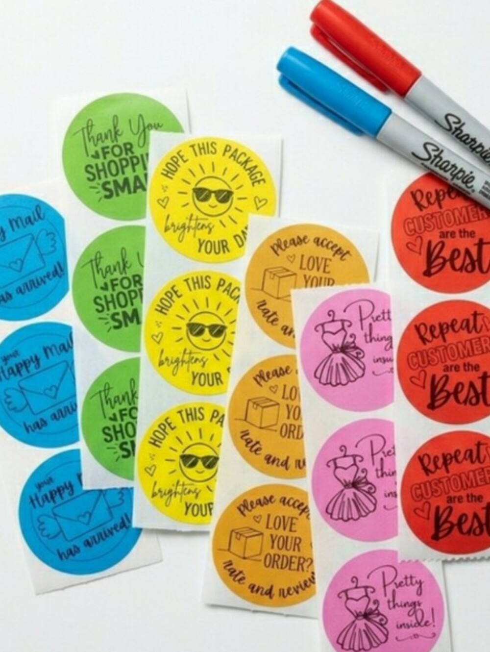 Large Save Sticker vixen676 | Design | 5 Pink Thank You Stickers 2 Large Round Circle ...